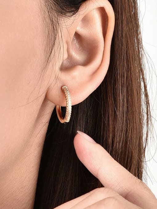 CHARME Brass Cubic Zirconia Round Minimalist Huggie Earring 1