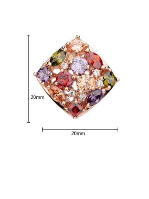 BLING SU Copper Dainty Cubic Zirconia Square  Stud Earring 2