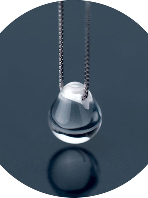 Rosh 925 Sterling Silver Imitation Crystal Water Drop Minimalist Necklace 3