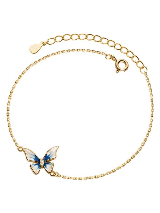 Rosh 925 Sterling Silver Enamel Butterfly Minimalist Link Bracelet 3