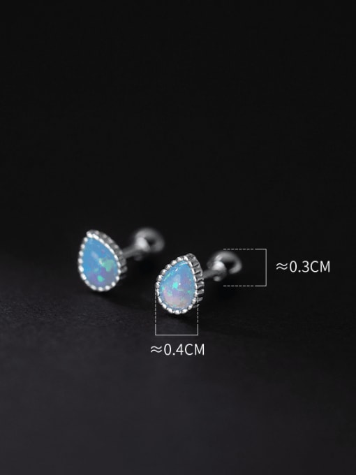Rosh 925 Sterling Silver Opal Water Drop Minimalist Stud Earring 2