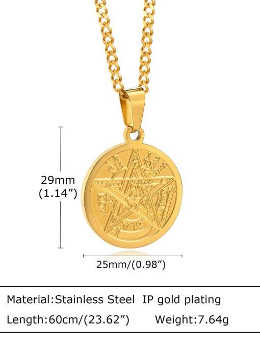 Gold pendant 60CM grinding chain Stainless steel Geometric Hip Hop Necklace