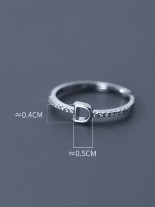 Rosh 925 Sterling Silver Cubic Zirconia Letter D Minimalist Band Ring 3
