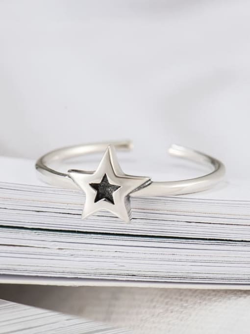 XBOX 925 Sterling Silver Enamel Star Vintage Band Ring 3