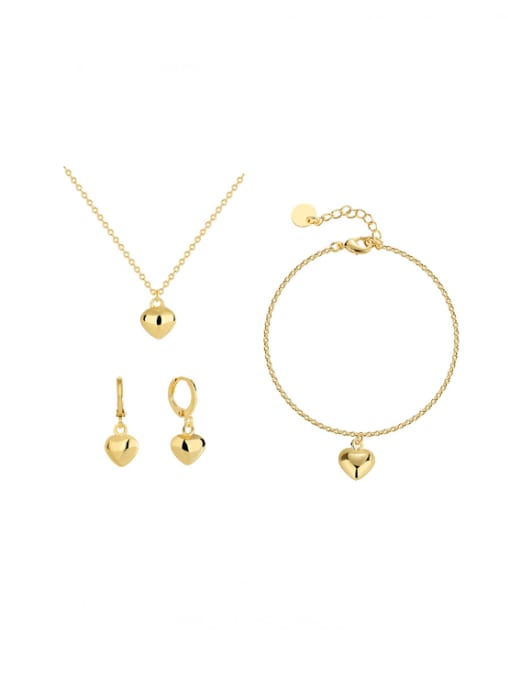 CHARME Brass Minimalist Heart  Earring Bangle And Necklace Set 0
