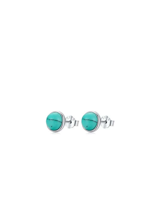 RHE1166 4 925 Sterling Silver Turquoise Geometric Minimalist Stud Earring