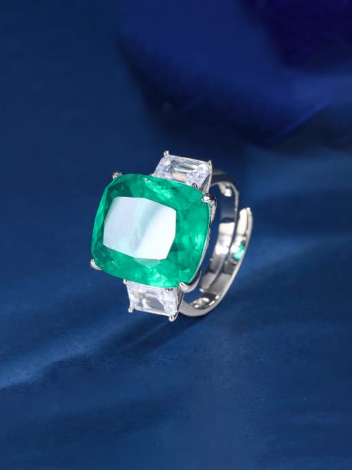Emerald ring Brass Cubic Zirconia Square Luxury Cocktail Ring