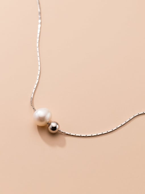 Rosh 925 Sterling Silver Imitation Pearl Minimalist Necklace 3