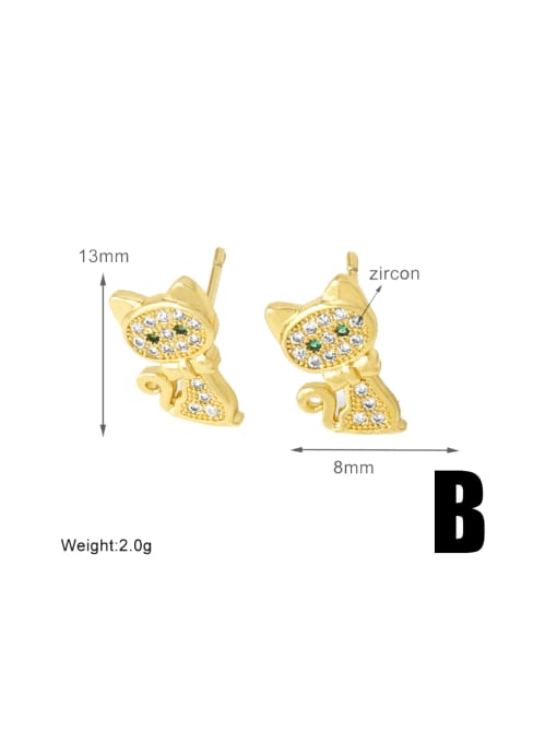 B Brass Cubic Zirconia Flower Trend Stud Earring