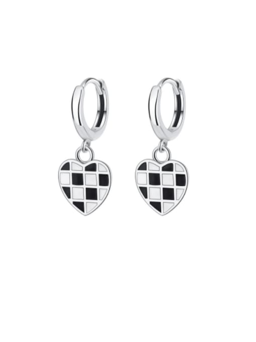 KDP-Silver 925 Sterling Silver Enamel Heart Minimalist Huggie Earring 0