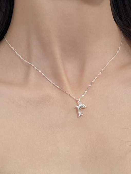 Rosh 925 Sterling Silver Dolphin Dainty Necklace 1