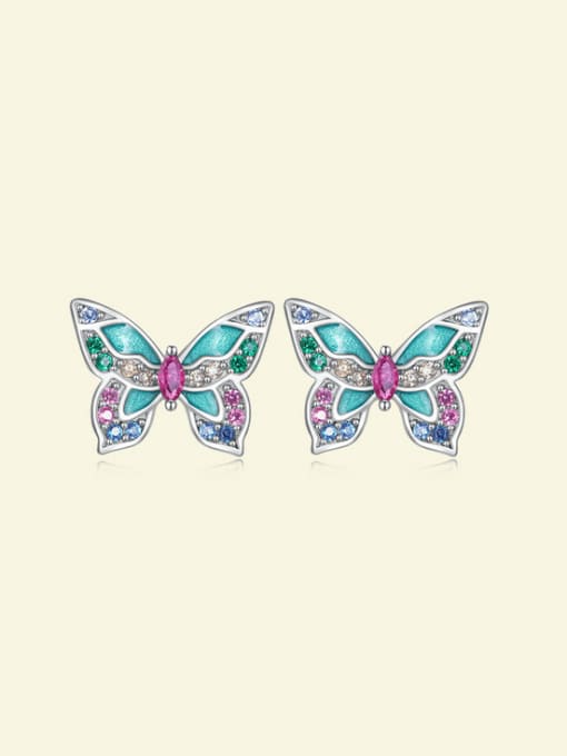 Jare 925 Sterling Silver Cubic Zirconia Butterfly Dainty Stud Earring 0