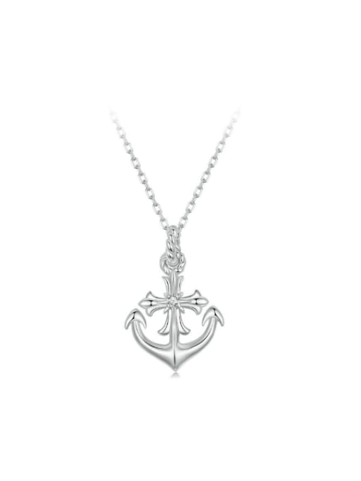 Jare 925 Sterling Silver Cubic Zirconia Anchor Dainty Necklace