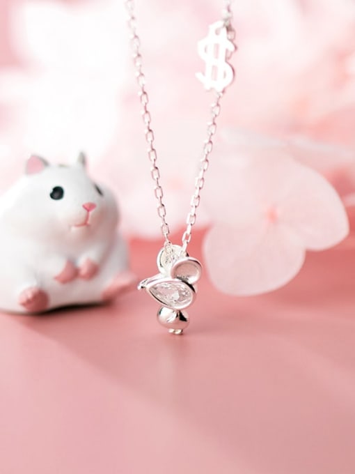 Rosh 925 Sterling Silver cute mouse Pendant Necklace 2