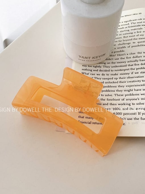 Square jelly orange 10.5cm Alloy Resin Minimalist Geometric Jaw Hair Claw