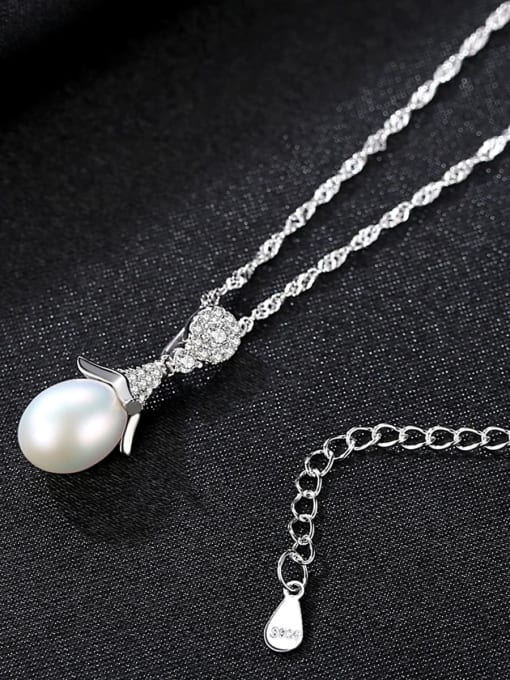 CCUI 925 Sterling Silver Simple fashion Freshwater Pearl pendant  Necklace 3