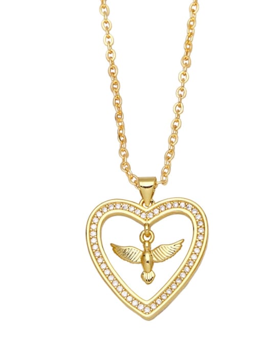 CC Brass Cubic Zirconia Letter Vintage  Heart Pendant Necklace 1