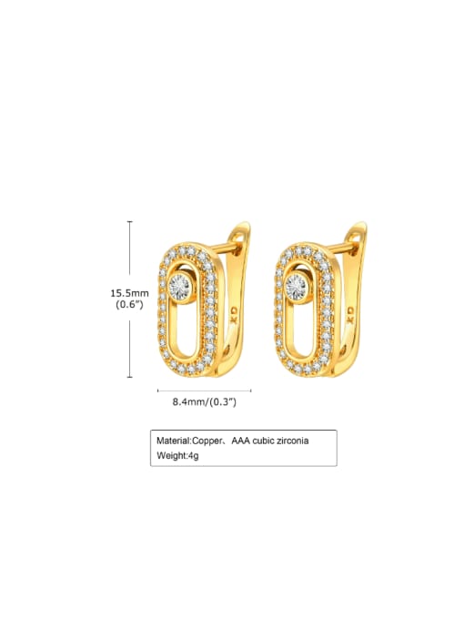 CONG Brass Cubic Zirconia Geometric Minimalist Stud Earring 2