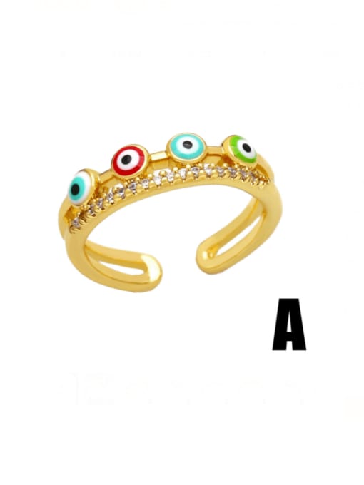 A Brass Enamel Evil Eye Vintage Band Ring