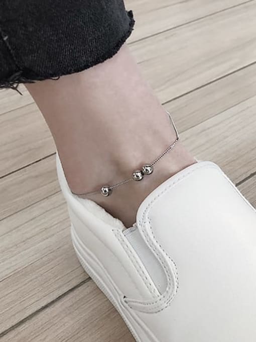 XBOX 925 Sterling Silver Round Minimalist  Bead Anklet 2