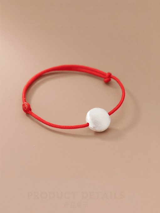 Rosh 925 Sterling Silver Ball Minimalist Adjustable Red Rope Bracelet 0