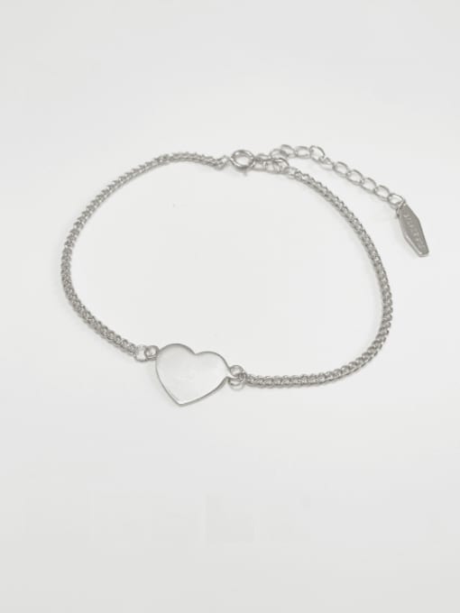 Boomer Cat 925 Sterling Silver With Platinum Plated Delicate Heart Bracelets 0