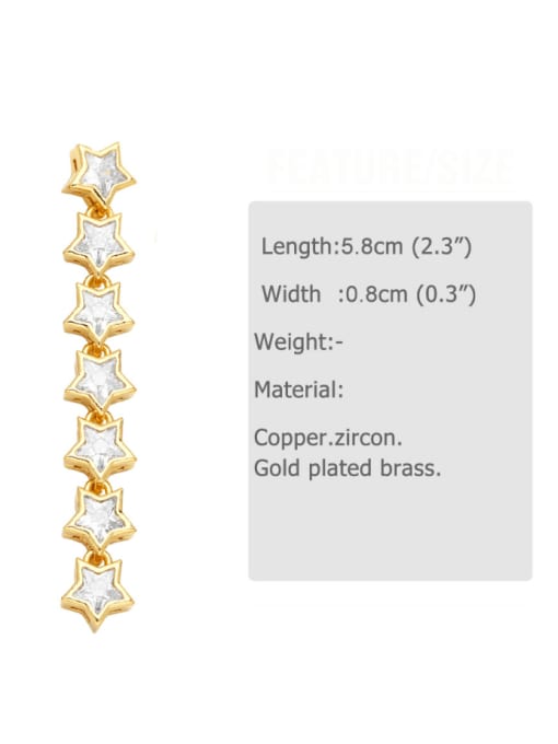 CC Brass Cubic Zirconia Pentagram Minimalist Drop Earring 2