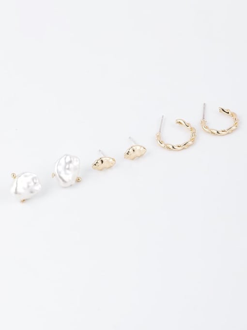 Girlhood Brass Irregular Minimalist Geometric 6-piece Stud Earring 3