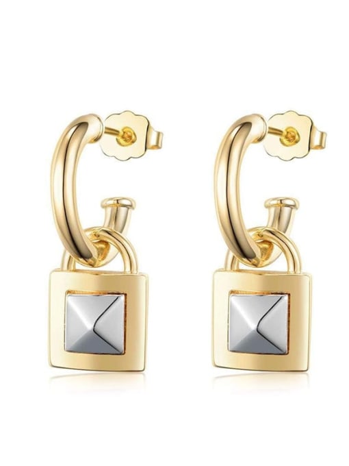 Earrings Brass Glass Stone Geometric Minimalist Stud Earring