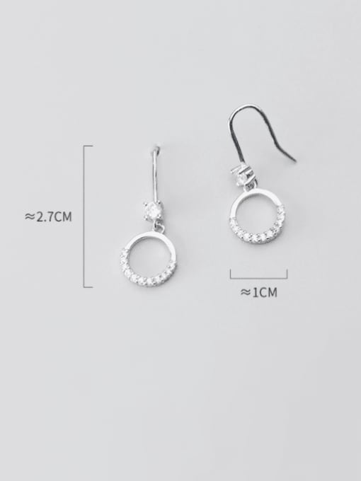 Rosh 925 Sterling Silver Cubic Zirconia Geometric Minimalist Hook Earring 2