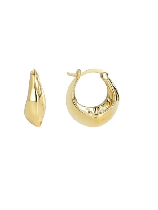Gold retro hammer face Earrings Brass Geometric Minimalist Huggie Earring
