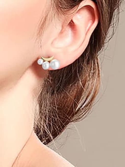 RINNTIN 925 Sterling Silver Freshwater Pearl Geometric Minimalist Stud Earring 1