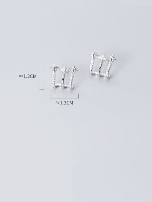 Rosh 925 Sterling Silver Cubic Zirconia  Irregular Minimalist Stud Earring 3