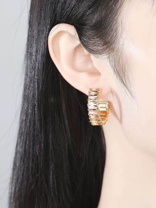 BLING SU Brass Cubic Zirconia Geometric Luxury Stud Earring 1