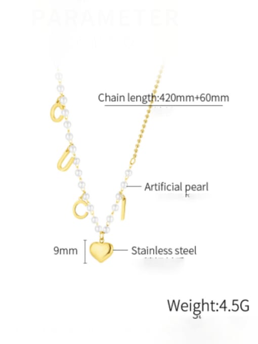 Open Sky Titanium Steel Saltwater Pearl Letter Minimalist Necklace 3