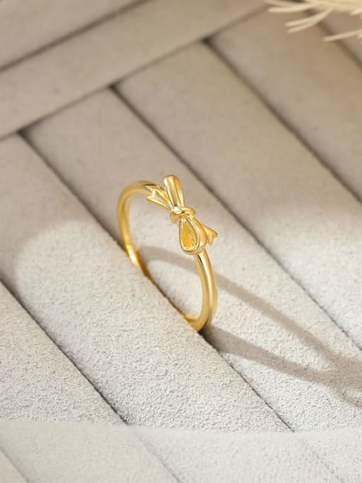 RS1041 【 Gold 】 925 Sterling Silver Bowknot Minimalist Band Ring
