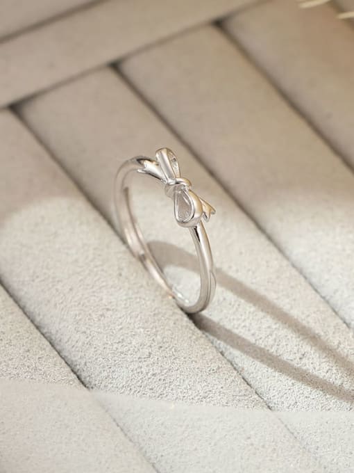 RS1041 【 Platinum 】 925 Sterling Silver Bowknot Minimalist Band Ring