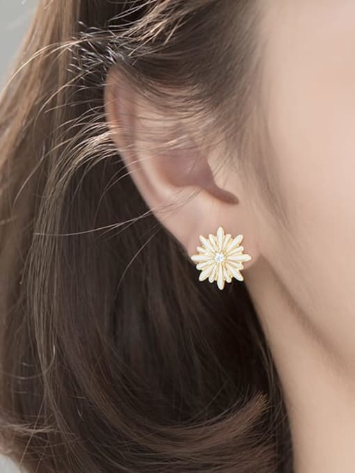 Rosh 925 Sterling Silver Enamel Flower Dainty Stud Earring 1