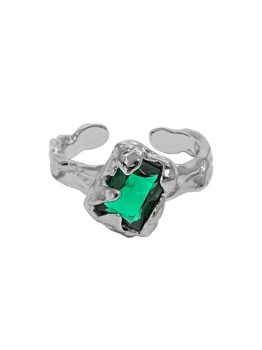 Jlb0037  green stone 925 Sterling Silver Cubic Zirconia Geometric Vintage Band Ring