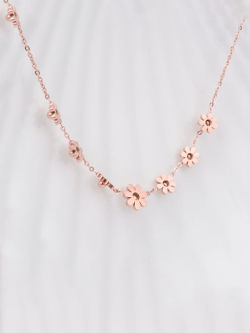 Rose Gold Titanium Simple flowers  Necklace