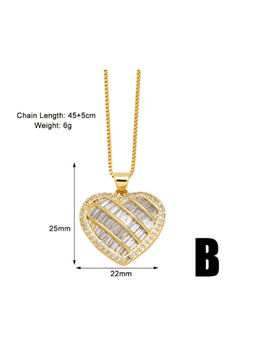 B Brass Cubic Zirconia Heart Minimalist Necklace