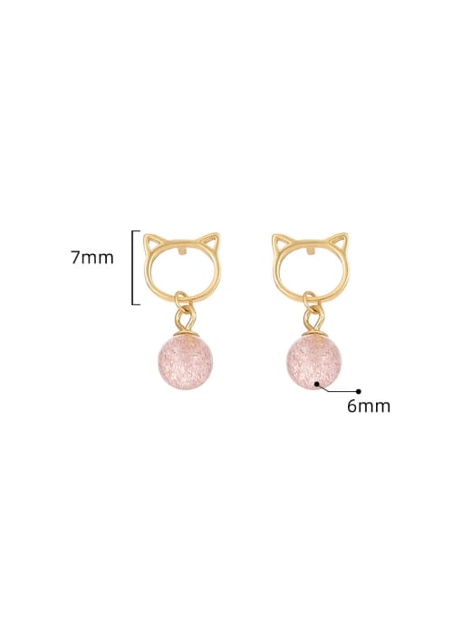 BeiFei Minimalism Silver 925 Sterling Silver Synthetic Crystal Cat Cute Drop Earring 2