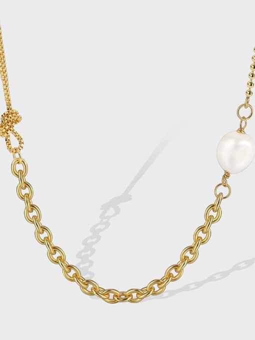 CHARME Brass Imitation Pearl Geometric Minimalist Necklace