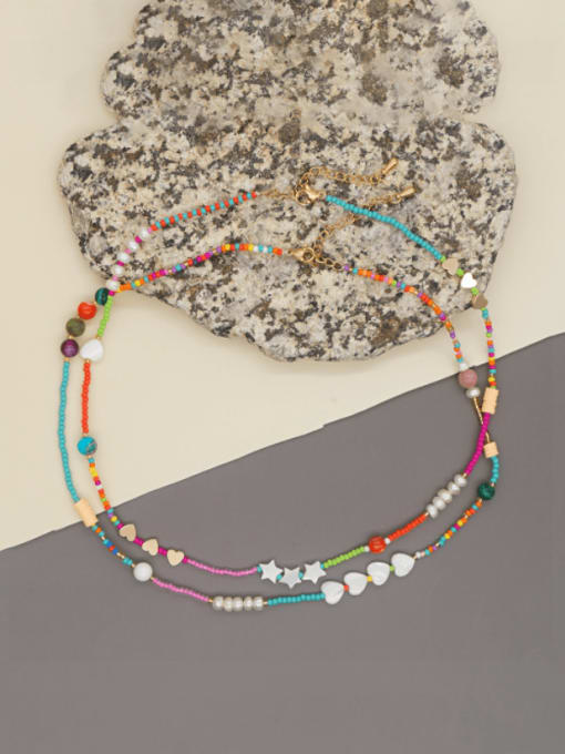 MMBEADS Miyuki Millet Bead Multi Color Heart Bohemia Handmade Beaded Necklace