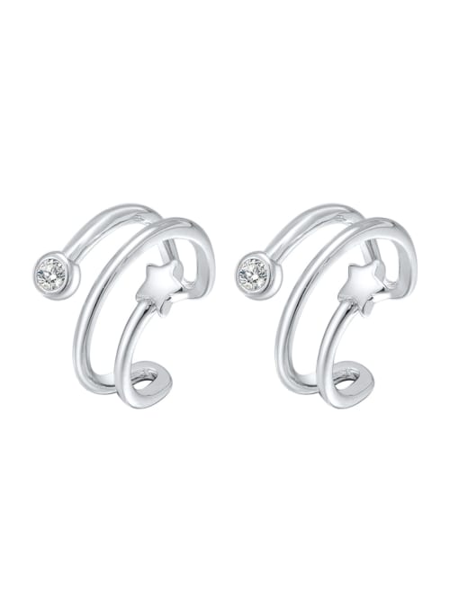 Platinum 925 Sterling Silver Rhinestone Geometric Minimalist Stud Earring