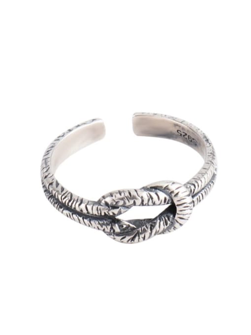 XBOX 925 Sterling Silver Geometric Knot Vintage Band Ring 0