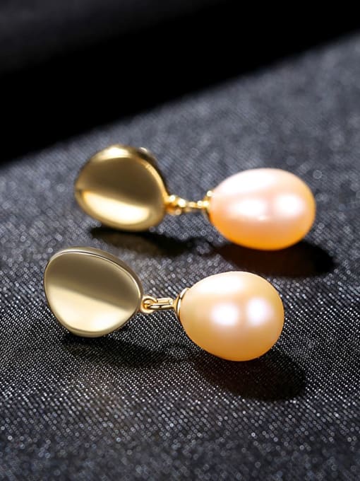 CCUI 925 Sterling Silver Freshwater Pearl  Smooth Round Dainty Drop Earring 3