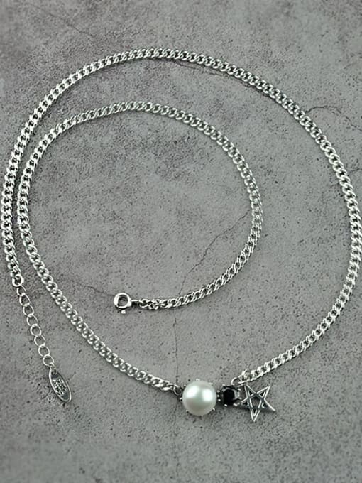 SHUI Vintage  Sterling Silver With Antique Silver Plated Simplistic Star Power Necklaces