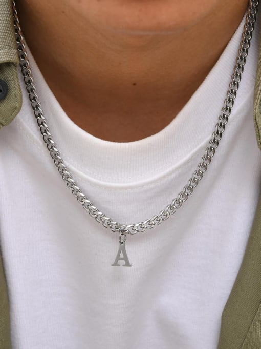 CONG Stainless steel Letter Hip Hop Hollow Chain Necklace 4