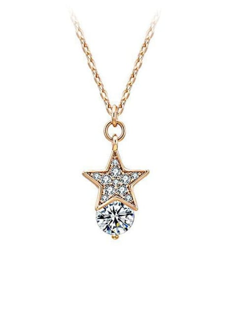 18K Gold Alloy Cubic Zirconia Star Dainty Necklace